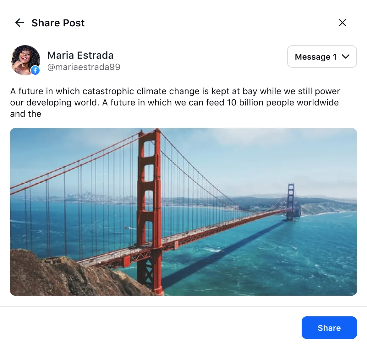 Iteration of the share modal — another carousel pass